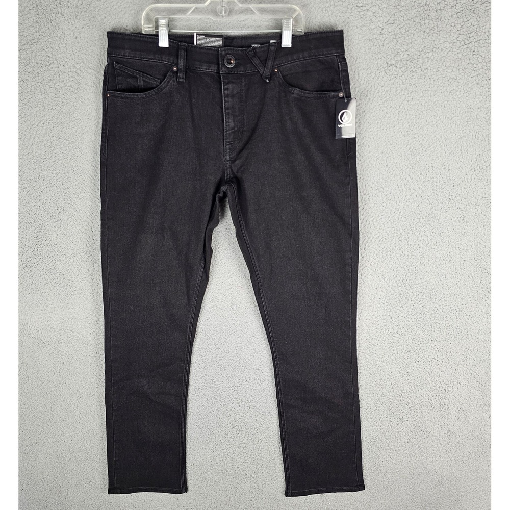 Volcom Jeans Men 34x32 Black Vorta Slim Straight A1931501 Denim Skateboarding